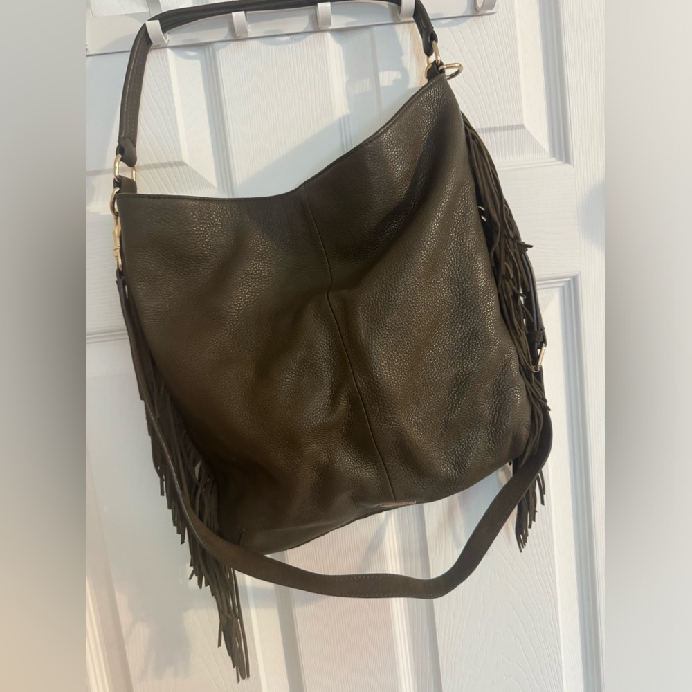 Rebecca Minkoff Leather/Suede Green Tassle Boho Crossbody Bag